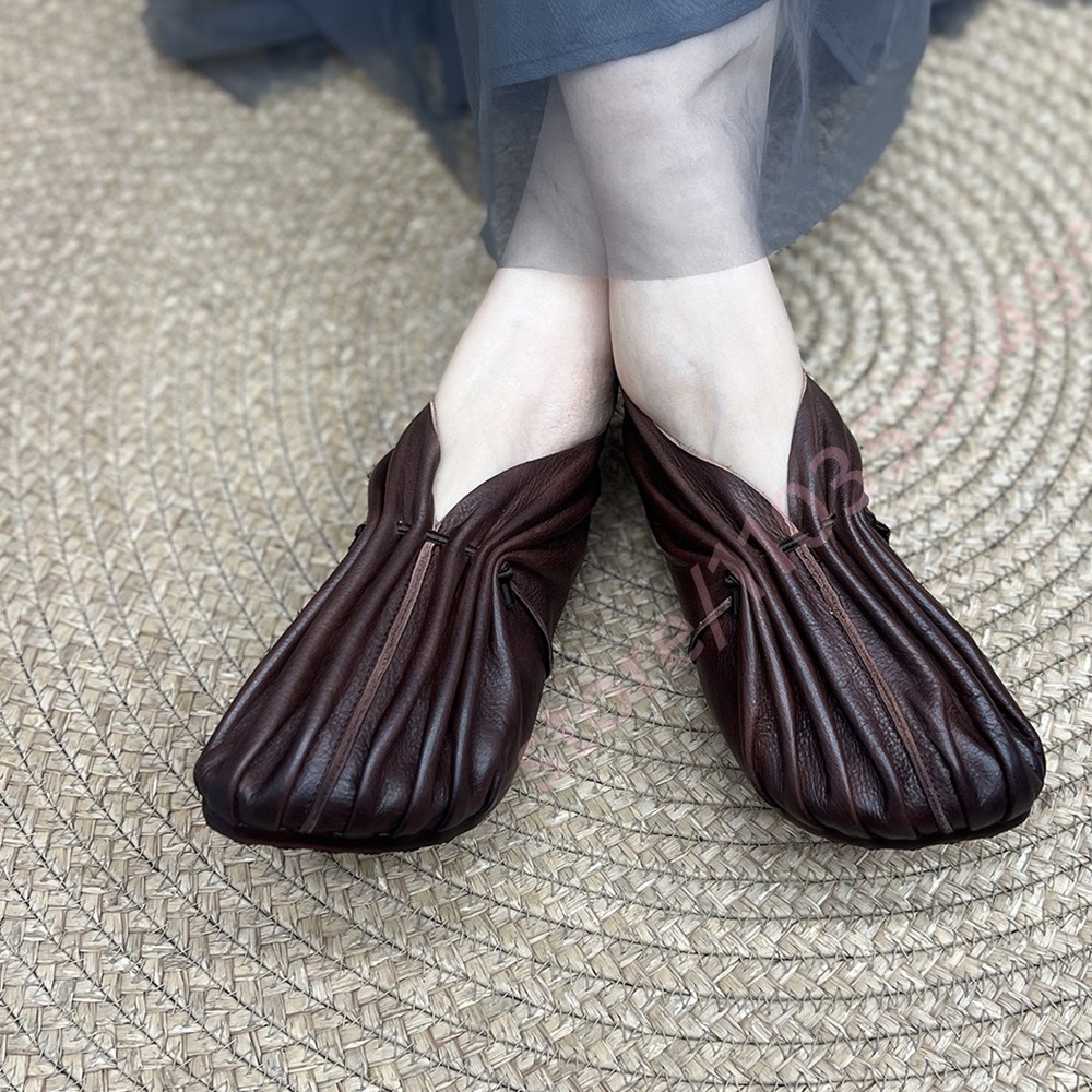 Women Retro Pleated Soft Shoes - đánh giá và giá Mule Slip On