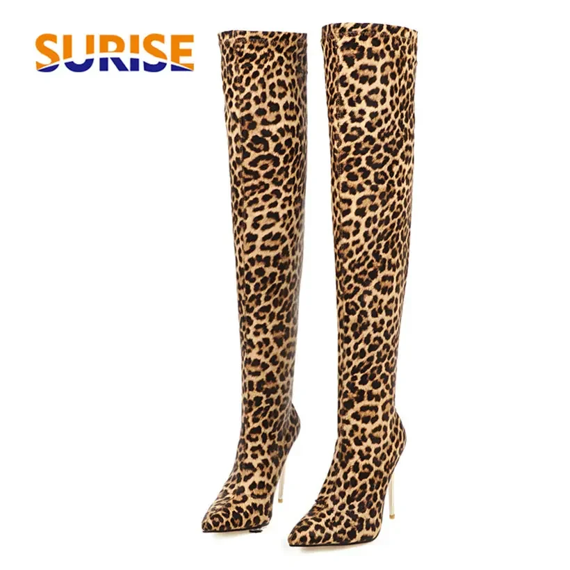 Plus Size Stretch Leopard Over - đánh giá và giá Sock Boot Women