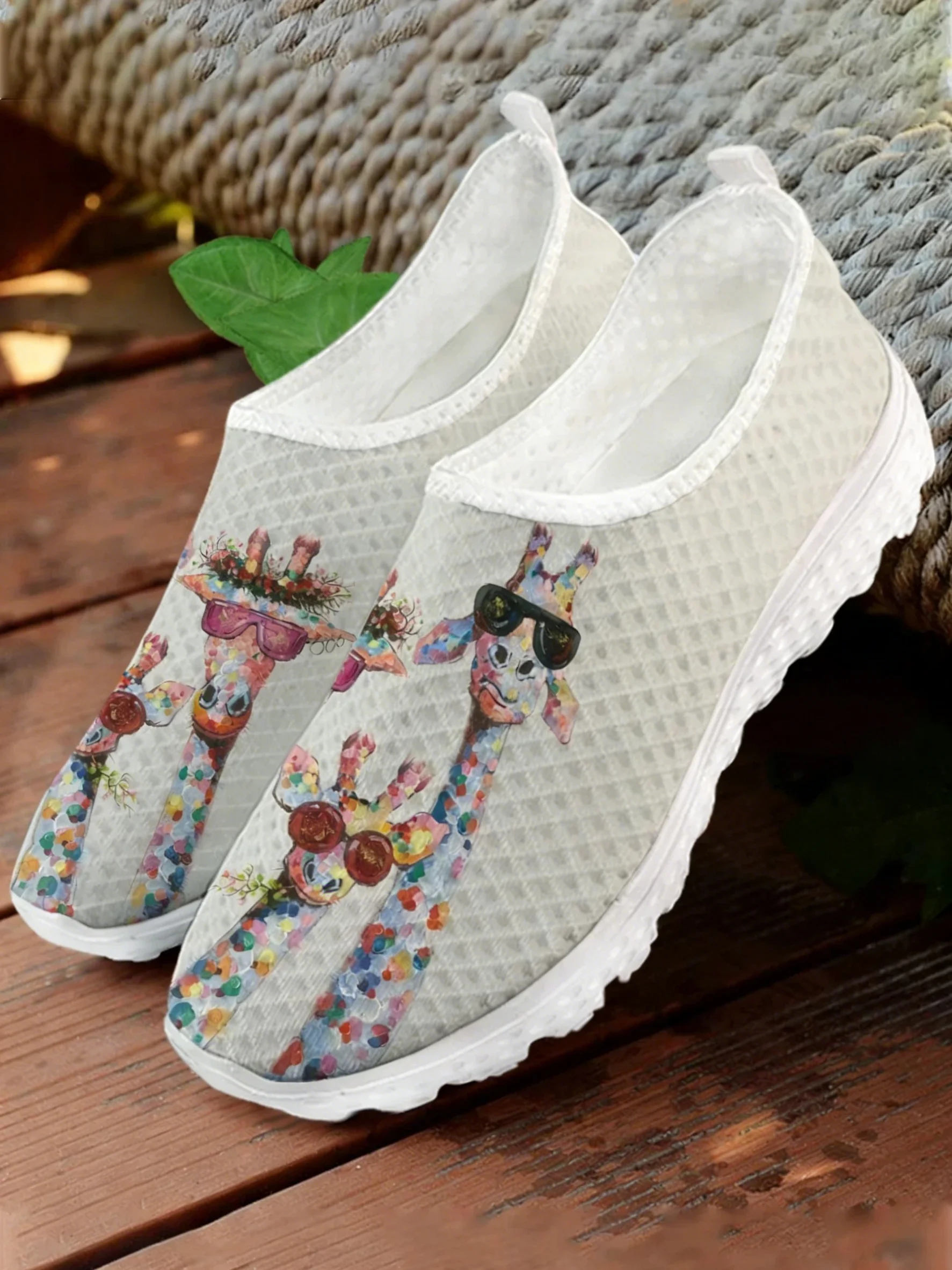 Cartoon Giraffe Print Mesh Hig - đánh giá và giá Women Shoes Tennis