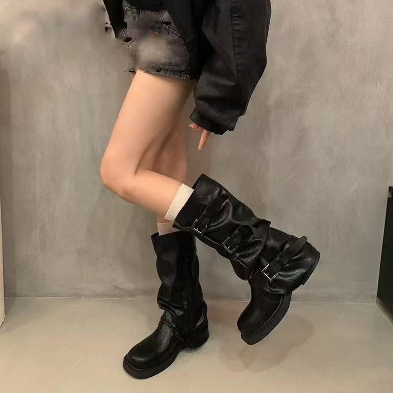 Ladies Pleated Slouchy Mid Boo - đánh giá và giá Knee High Boots Women